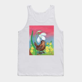 Wren Bird (Troglodytes troglodytes) and a Snowdrop Illustration Tank Top